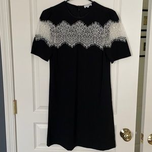 Claudia Pierlot black mini dress, white lace